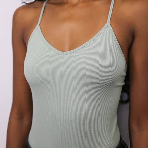 SAGE GREEN TIGHT BODYSUIT - Picture 3 of 4